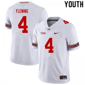 NCAA Ohio State Buckeyes Youth #4 Julian Fleming White Nike Football College Jersey AKI1645EO